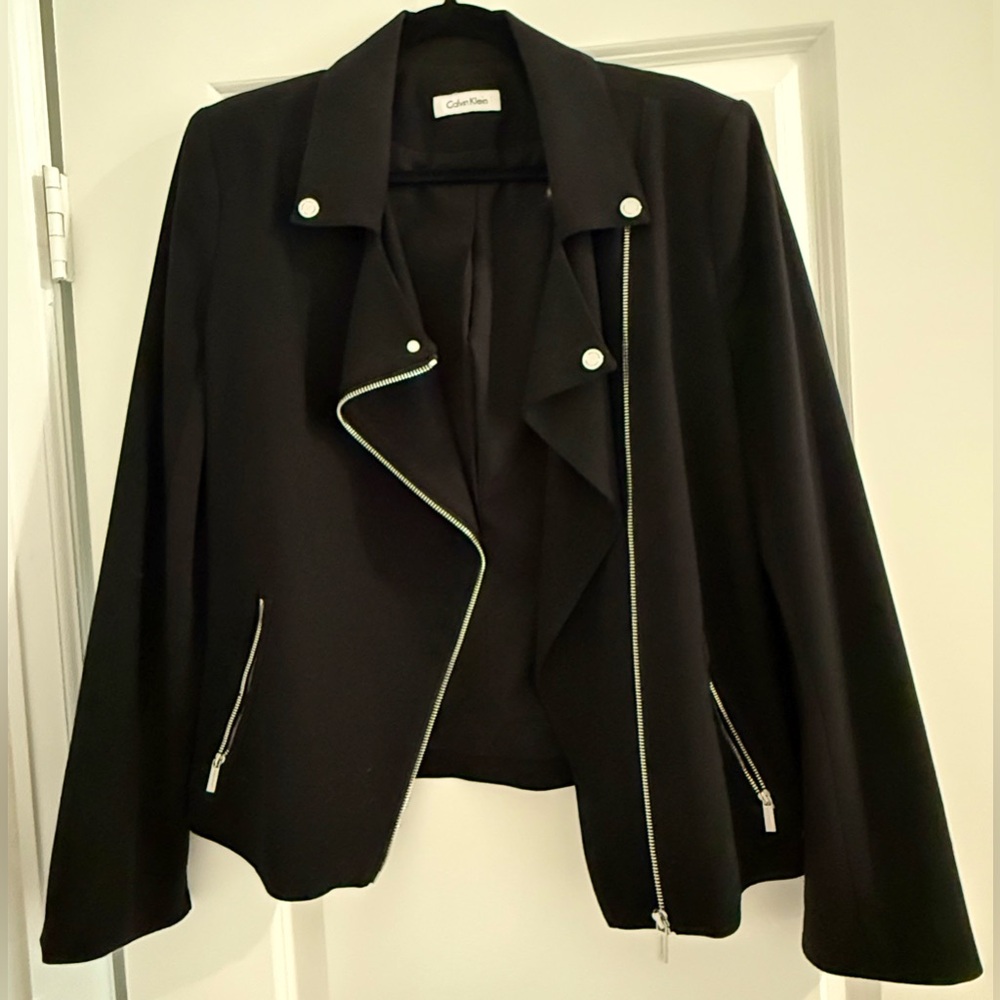Calvin Klein Black Moto Jacket Style Blazer